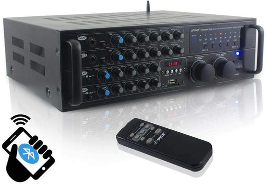 Dual Channel Bluetooth Mixing Amplifier - 2000W Rack Mount Karaoke Sound Mixer Audio Home Stereo Receiver Box System W/ RCA, USB, AUX - for Speaker, PA, Home Theater, Studio/Stage -  PMXAKB2000