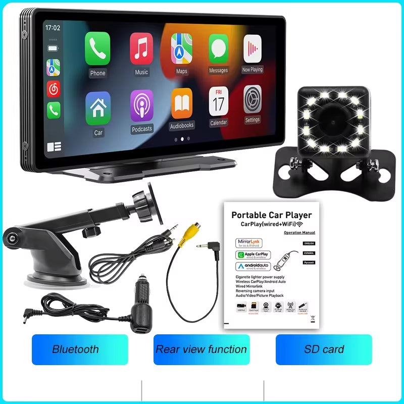 10.26-Inch Wireless Carplay Android Auto Car Portable GPS Navigation Car Display Screen Central Control Screen Radio