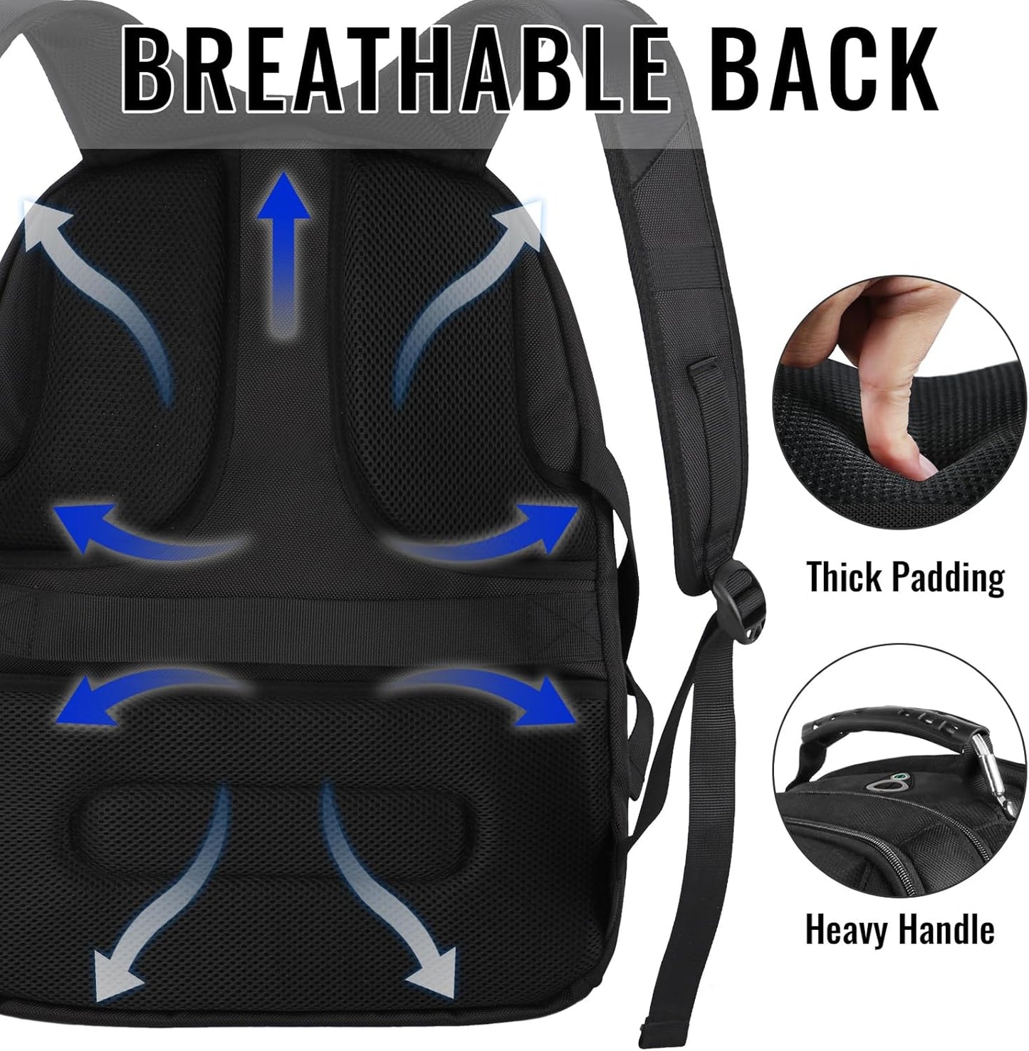 Backpack for Men,Extra Large 50L Travel Backpack with USB Charging Port,Tsa Friendly Business College Bookbags Fit 17 Inch Laptops,Black