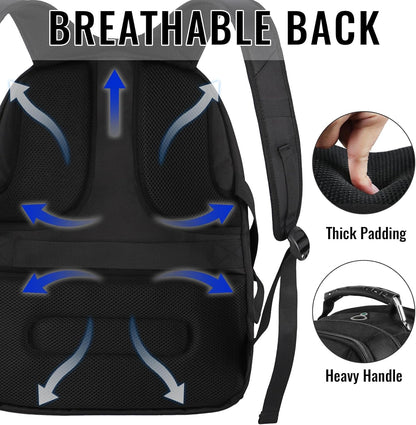 Backpack for Men,Extra Large 50L Travel Backpack with USB Charging Port,Tsa Friendly Business College Bookbags Fit 17 Inch Laptops,Black