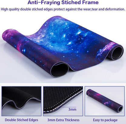 Gaming Mouse Pad, Large Mouse Pad for Desk, 31.5X15.7Inch Mouse Pad for Home Office Gaming Work-Blue Galaxy