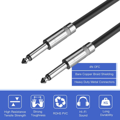 2Pack 100 Ft 1/4" to 1/4" Speaker Cables, True 12AWG Patch Cords, 1/4 Male Inch DJ/PA Audio Speaker Cable 12 Gauge Wire.